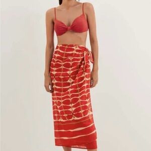 Elegant Red Swim Sarong for Women